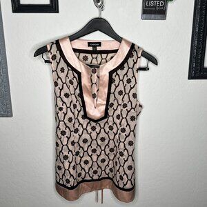 bebe Silk & Cotton Sleeveless Top | Satin Trim | Size Large